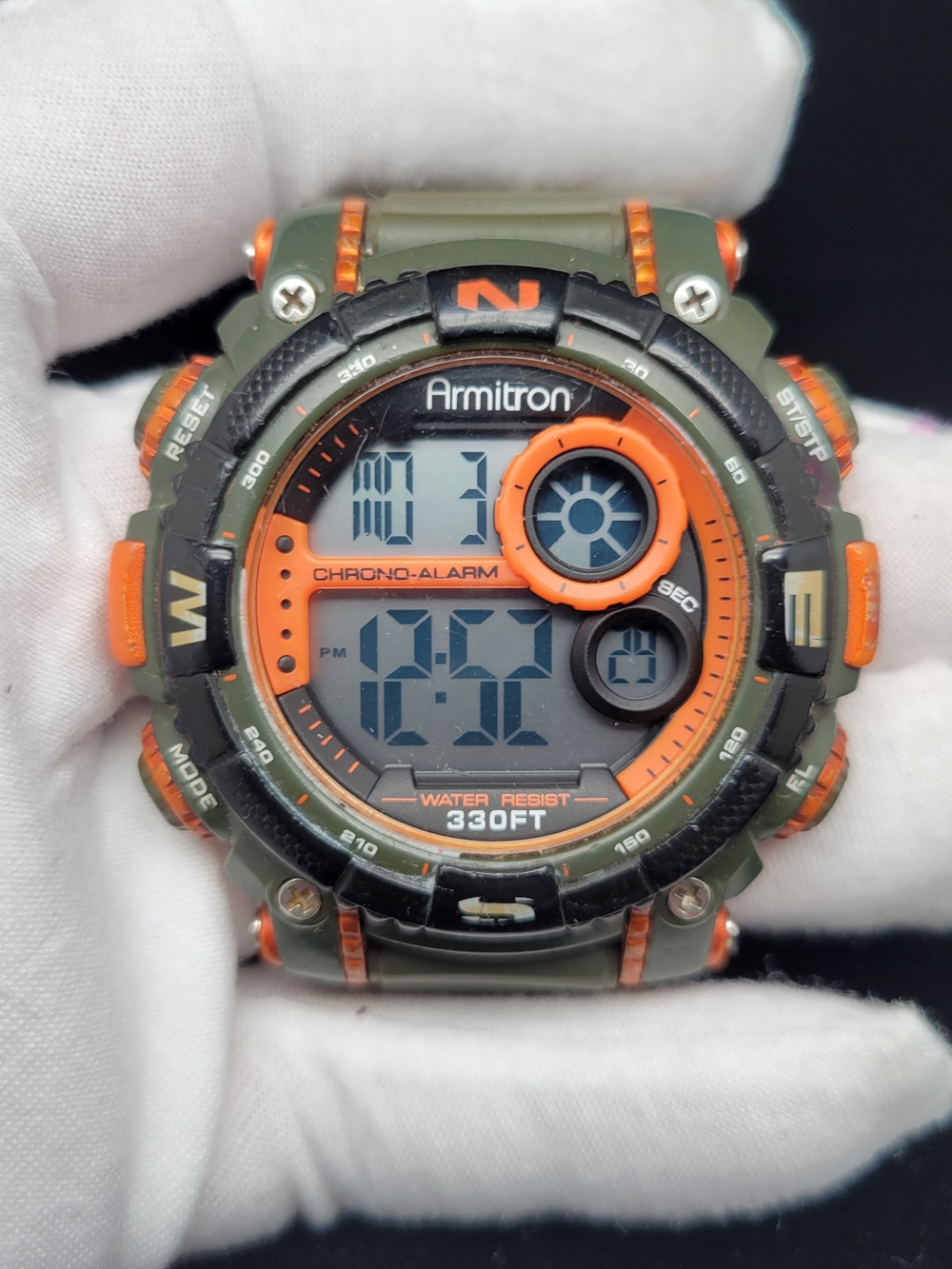 Armitron Digital Sport Watch in Olive Green & Orange